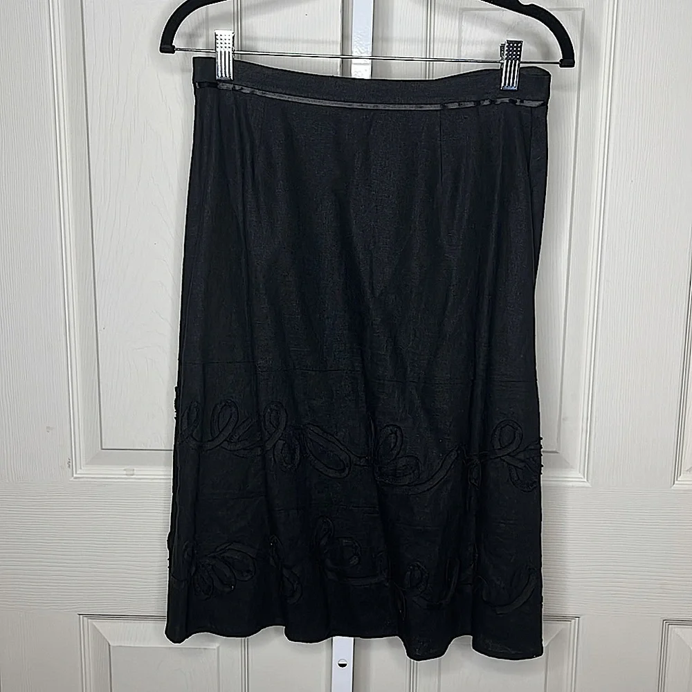 Emanuel Ungaro Linen Blend Embroidered Skirt Size 6 New No Tags - Picture 3 of 16